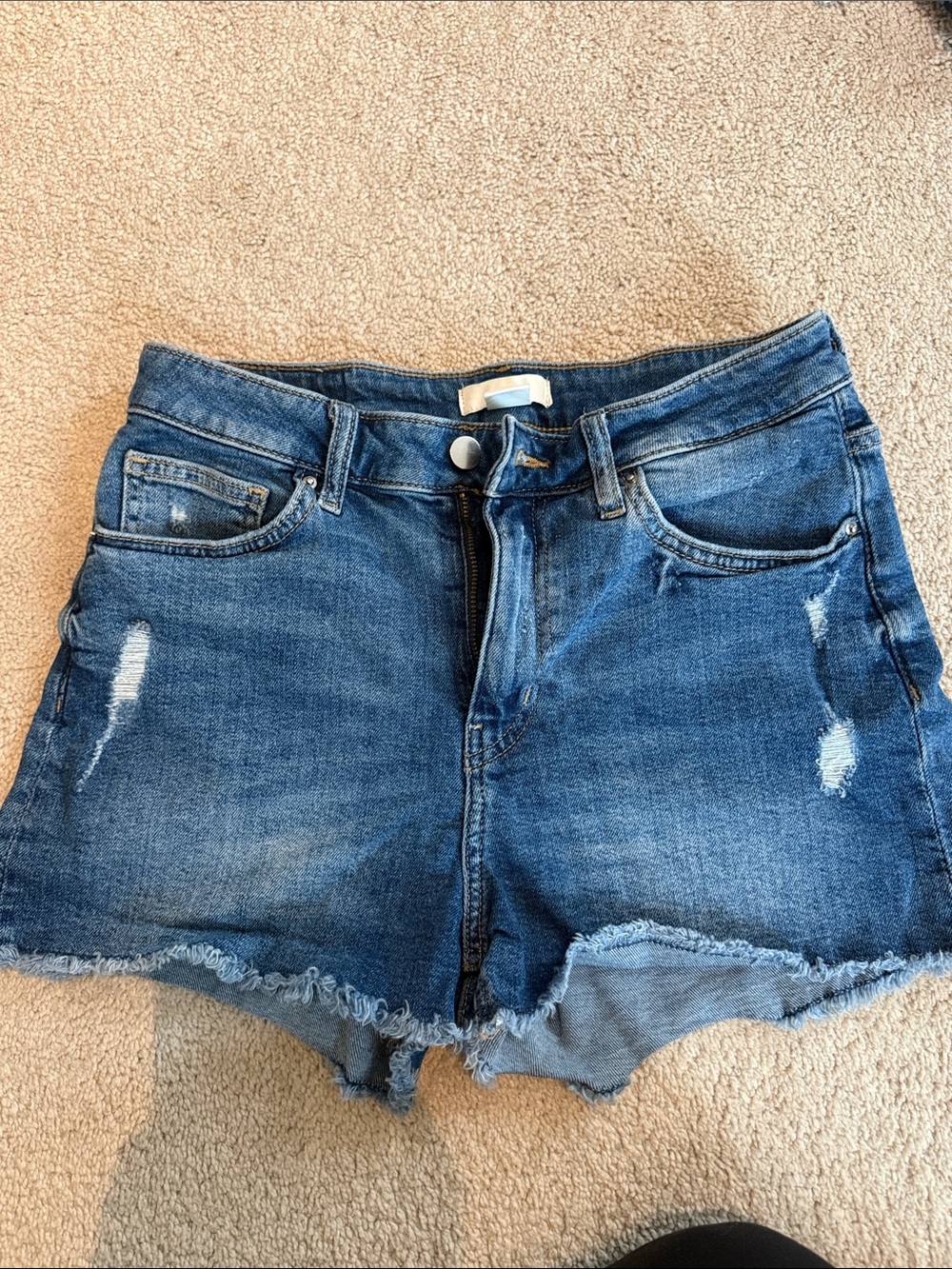 H&M Medium Blue Distressed Denim Cutoff Shorts